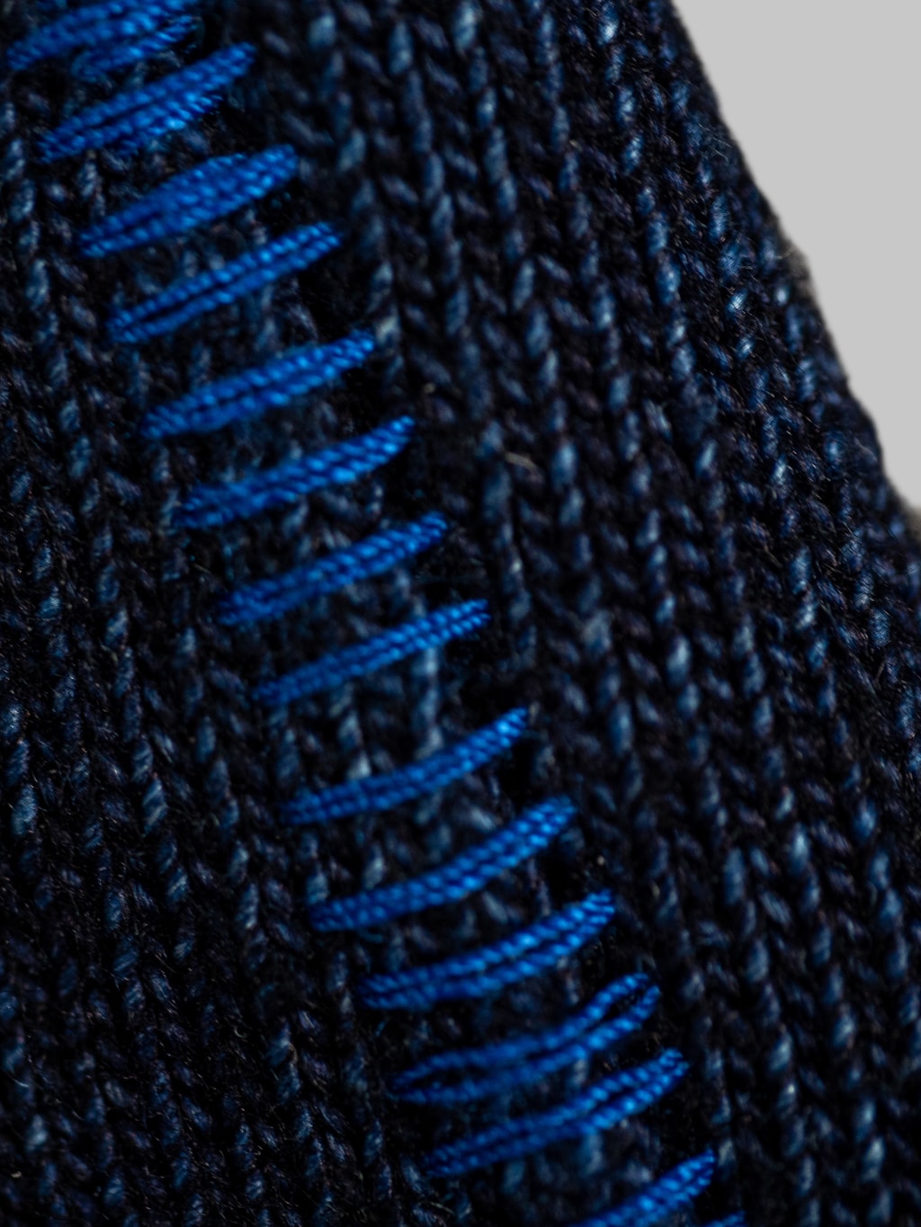 tanuki HSS Heavy Shinkai TShirt indigo seam closeup