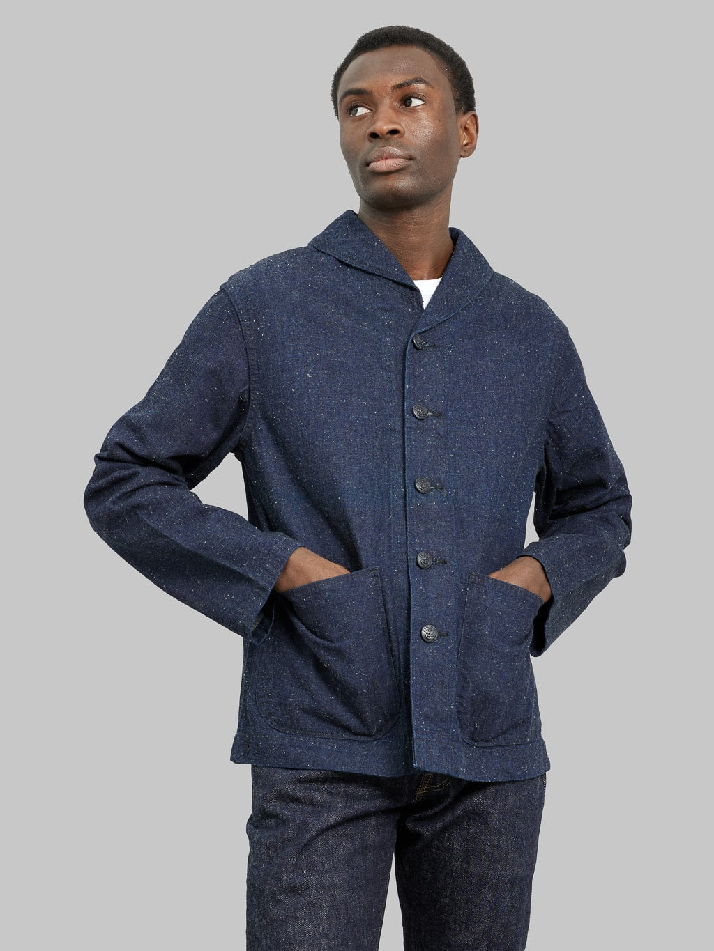 tcb usn vintage navy seamens jacket model front fit