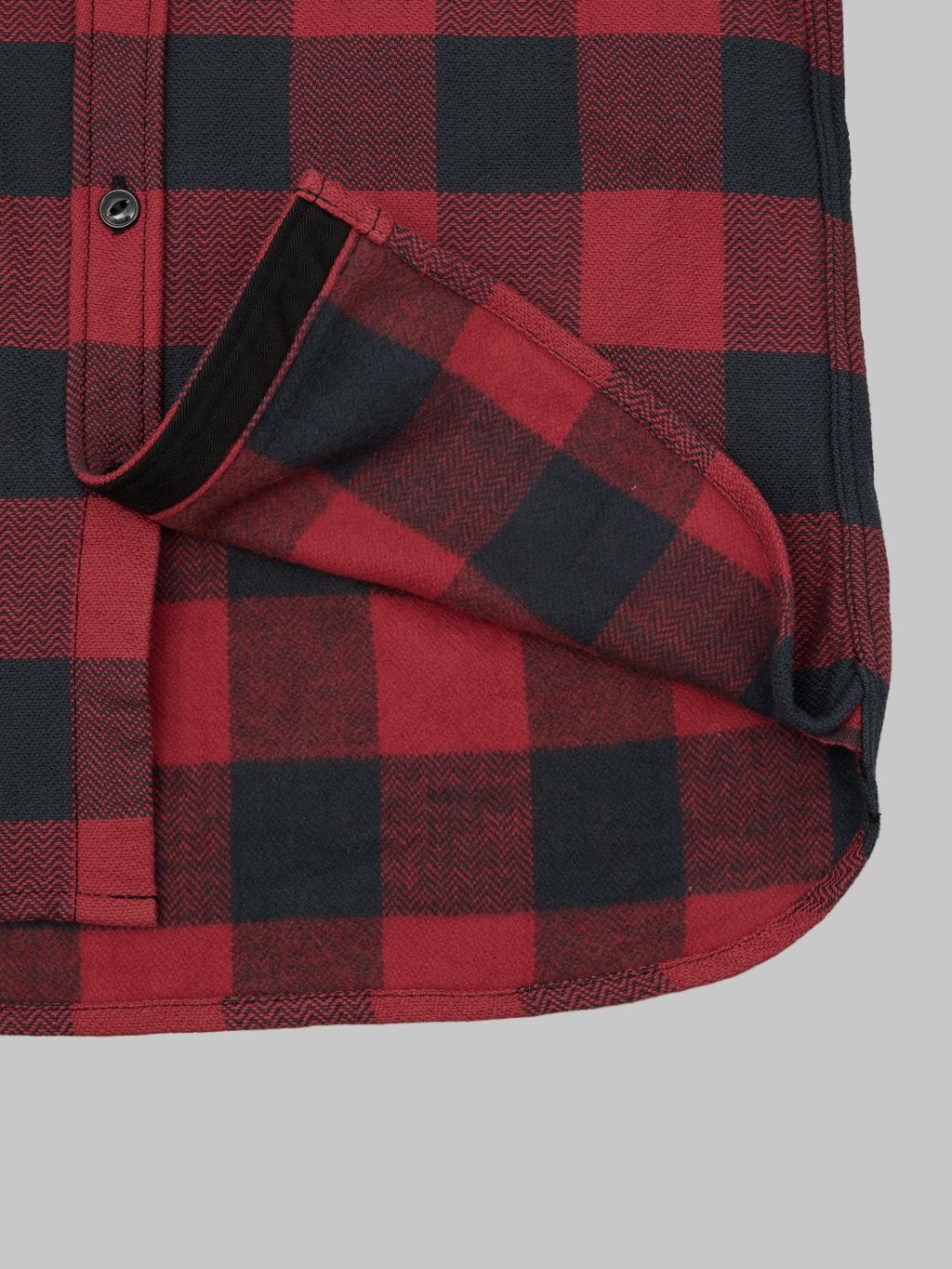 the flat head block check flannel shirt black red interior fabric