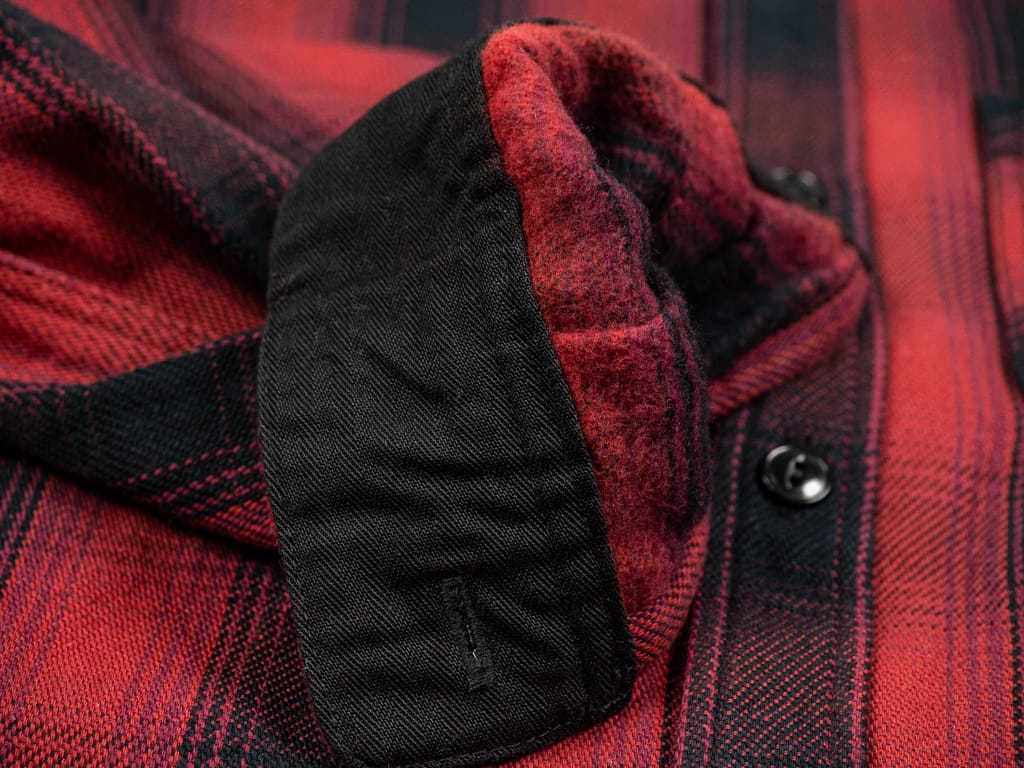 The flat head flannel shirt red work twill detail