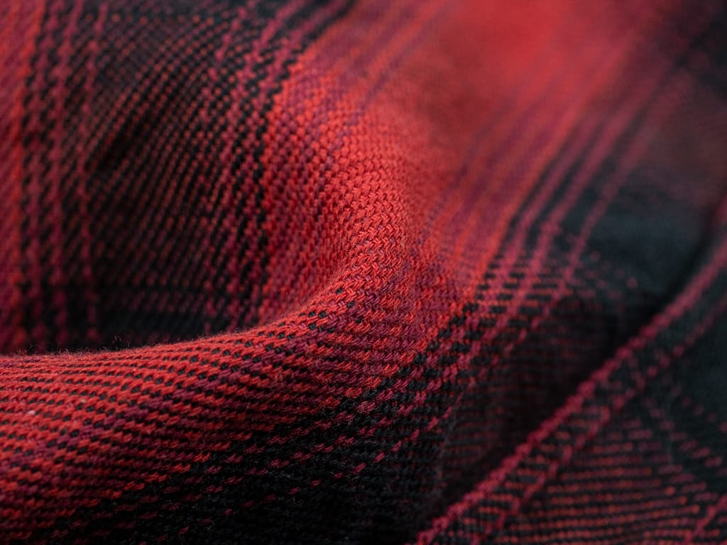 The flat head flannel shirt red work cotton fabric