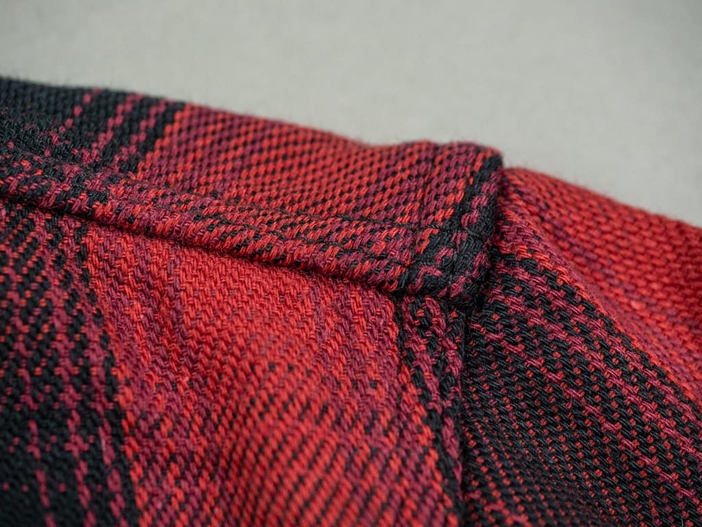 The flat head flannel shirt red work stitching