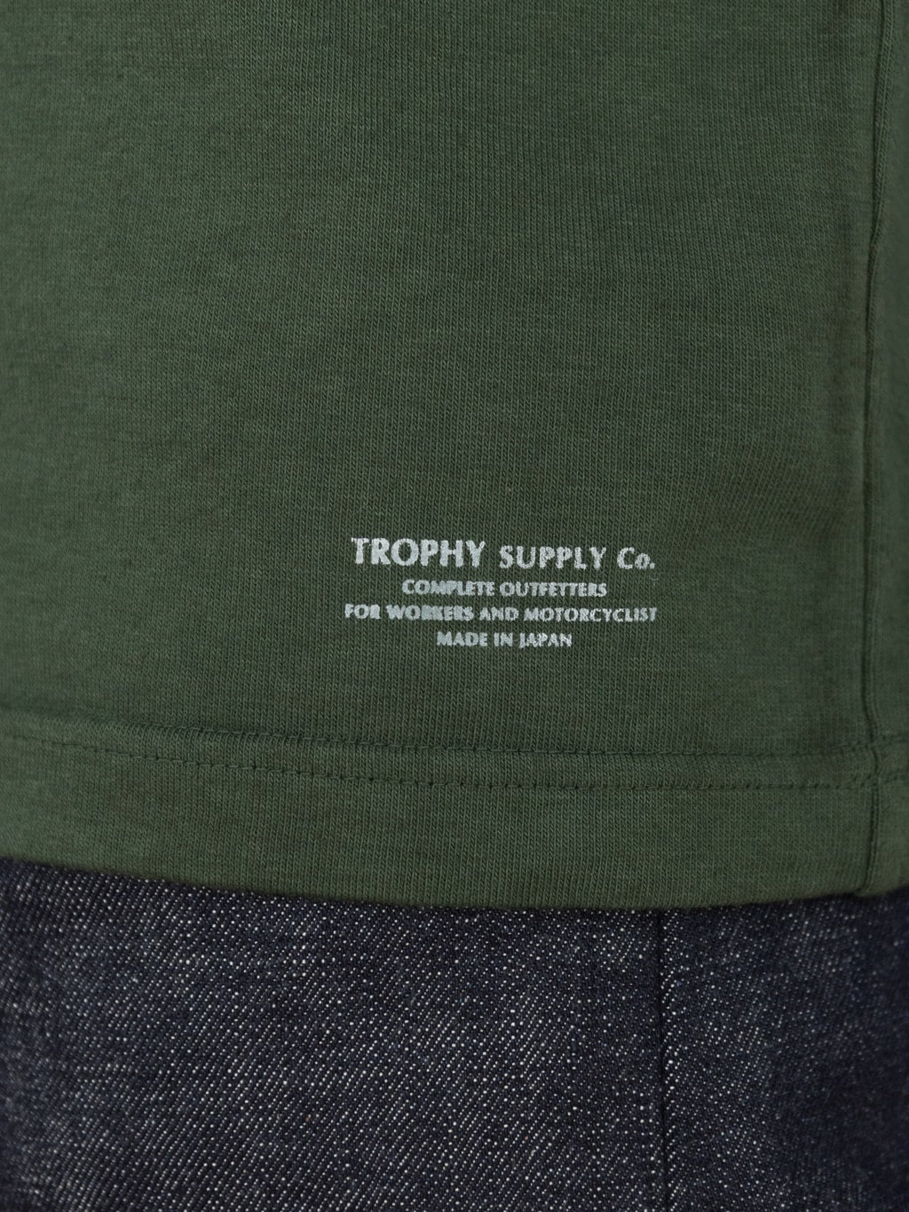 trophy clothing od henley tee olive printed branding hem