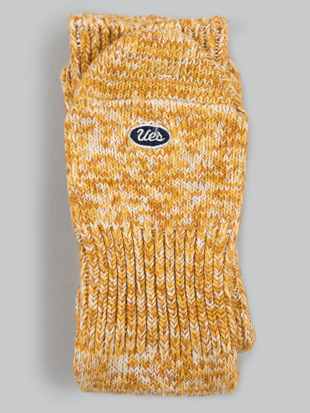 ues denim crew length socks yellow front