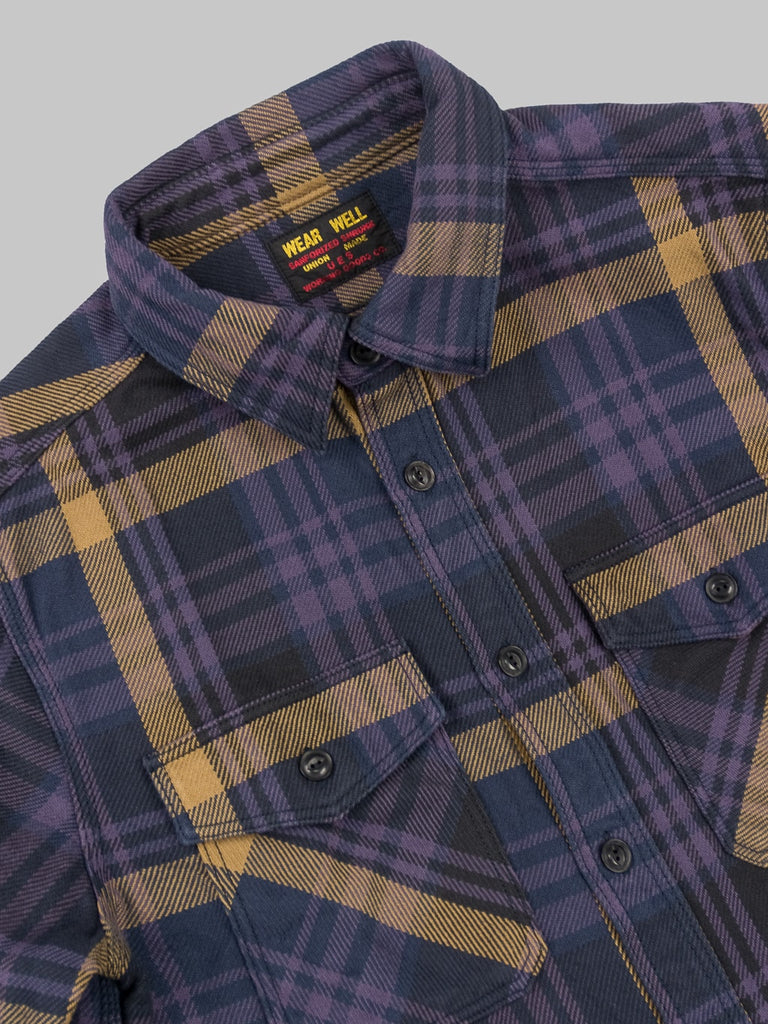 ues extra heavy selvedge flannel shirt navy chest collar