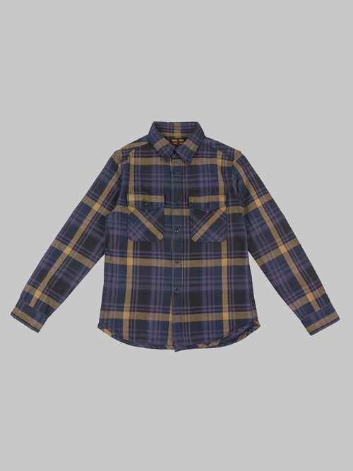 ues extra heavy selvedge flannel shirt navy front