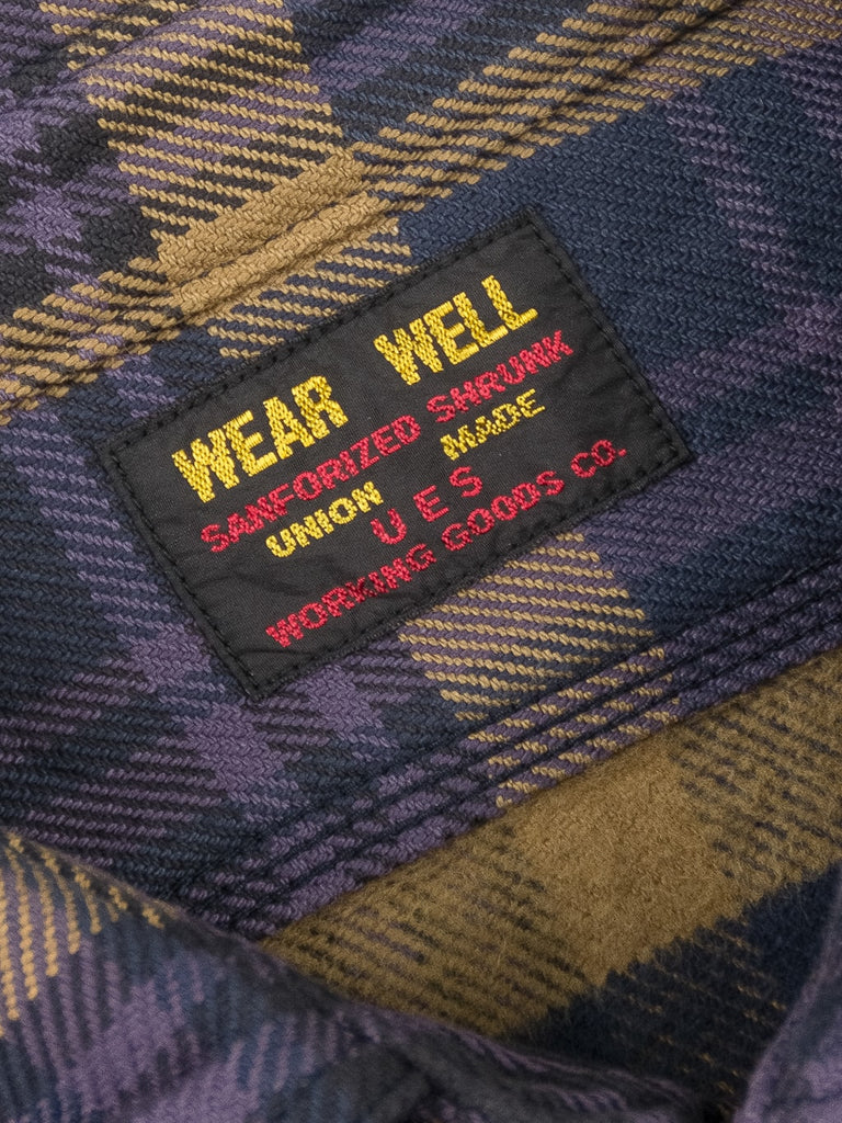ues extra heavy selvedge flannel shirt navy interior tag