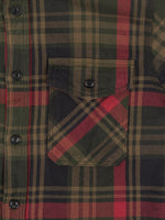 ues extra heavy selvedge flannel shirt red pocket closeup