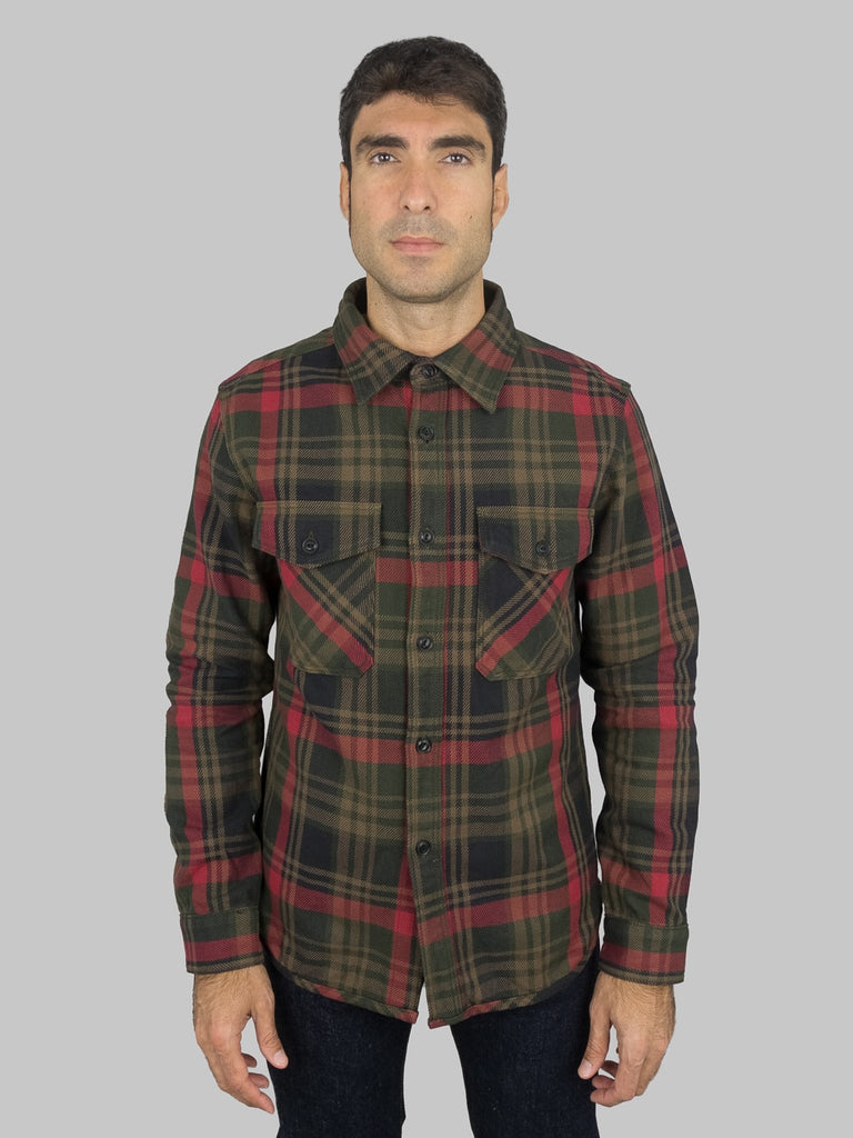 ues extra heavy selvedge flannel shirt red slim fit