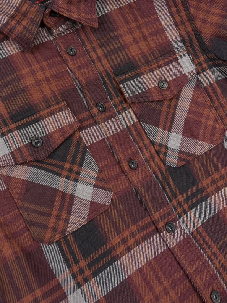 ues extra heavy selvedge flannel shirt wine  pockets detail