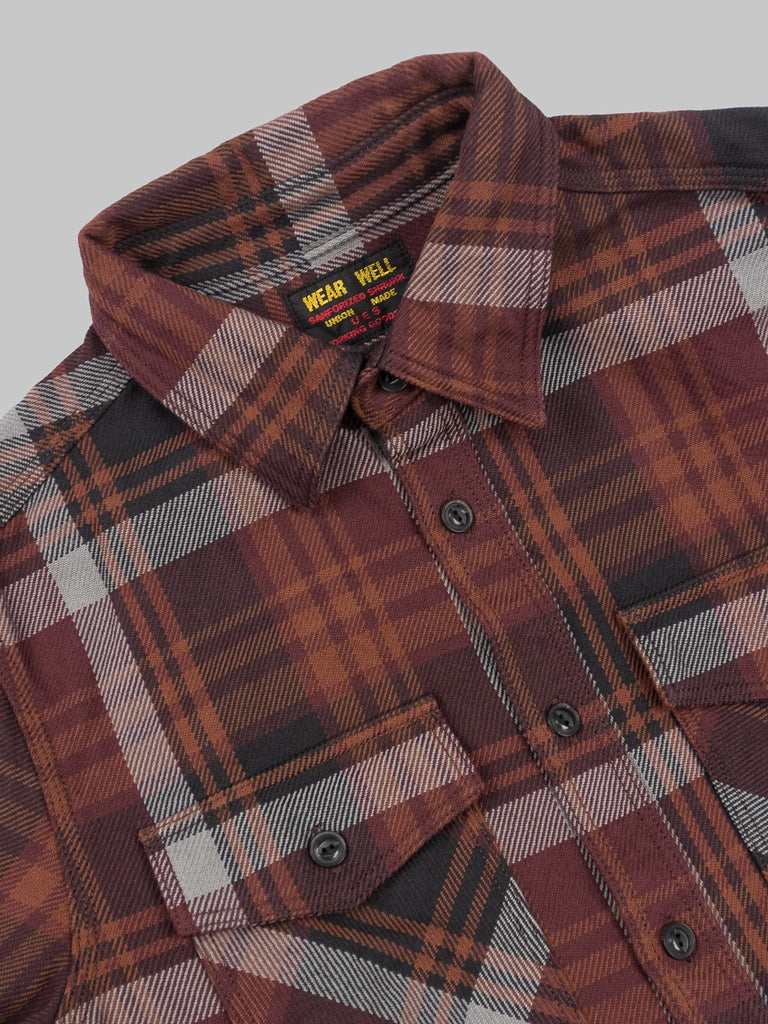ues extra heavy selvedge flannel shirt wine  chest collar