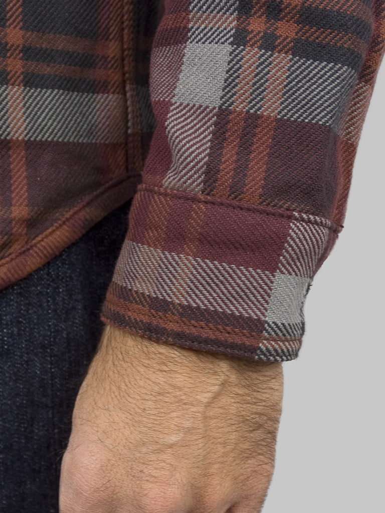 ues extra heavy selvedge flannel shirt wine cuff