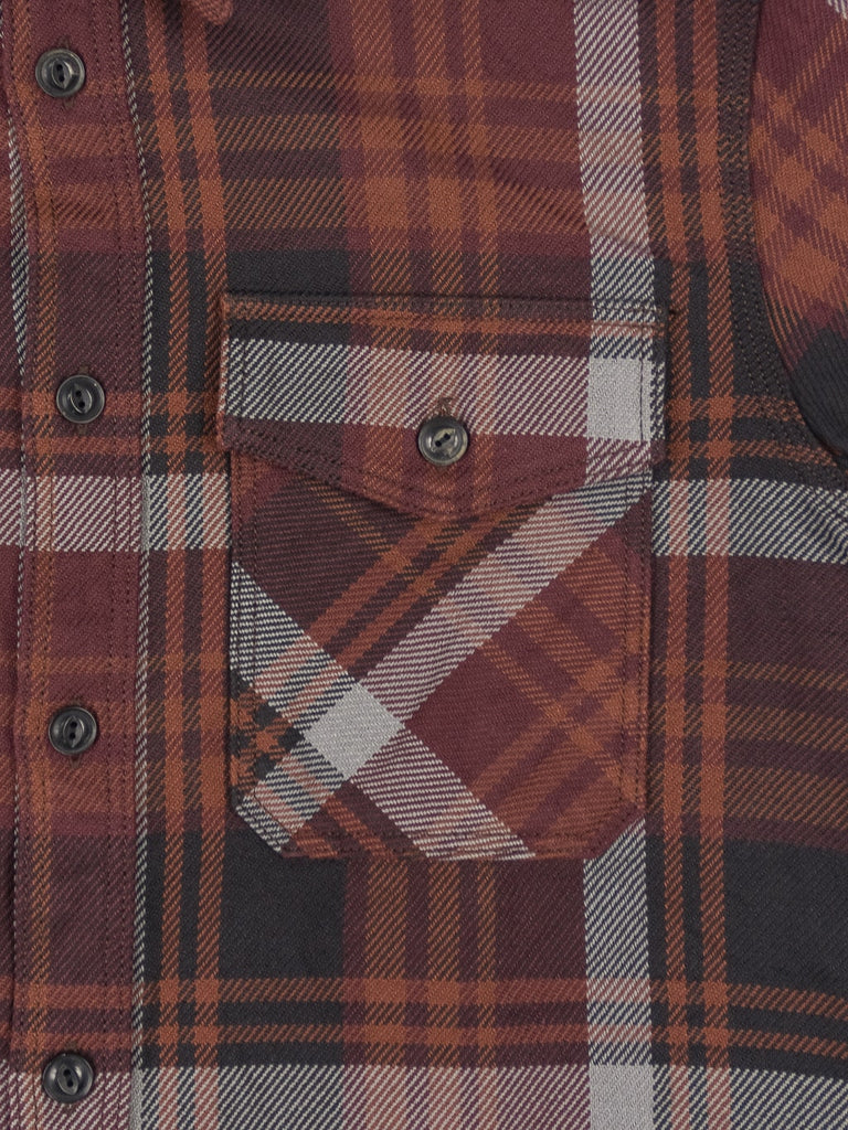 ues extra heavy selvedge flannel shirt wine  pocket closeup