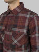 ues extra heavy selvedge flannel shirt wine  chest pockets