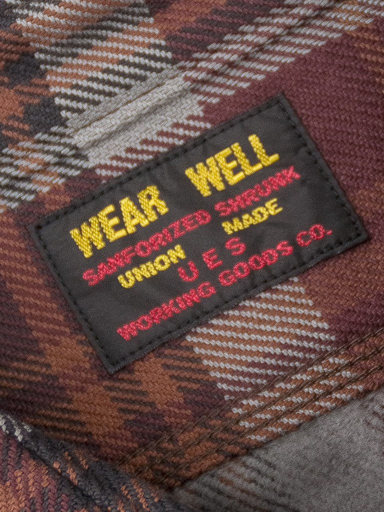 ues extra heavy selvedge flannel shirt wine interior tag