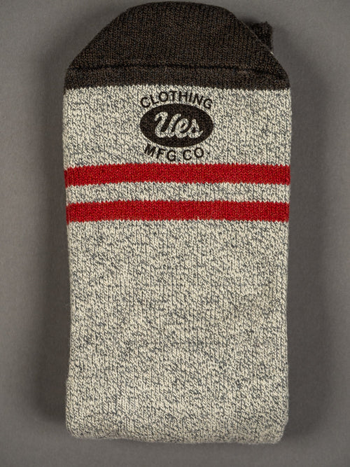 UES Denim Heather Socks Red grey Made in japan