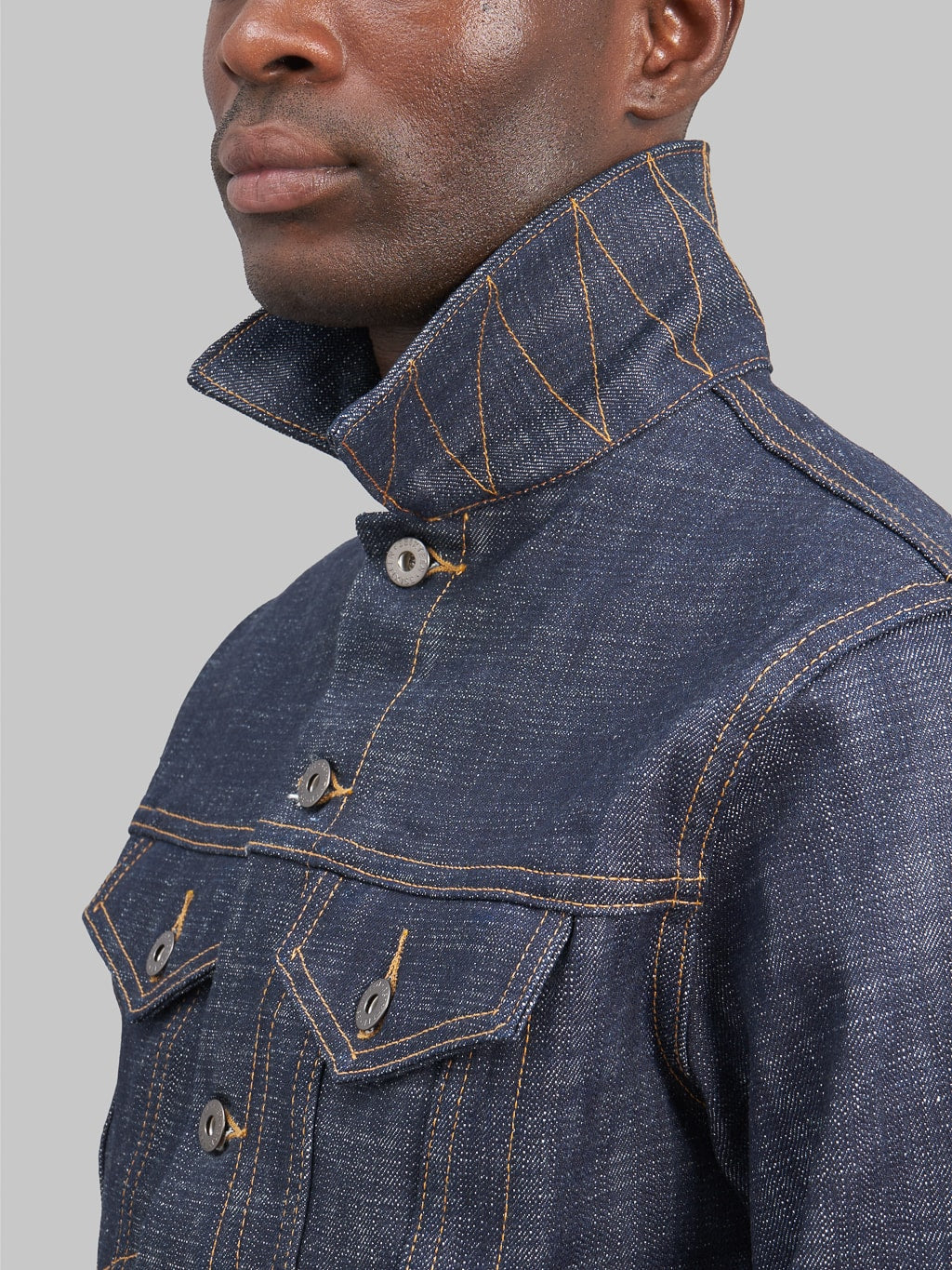 3sixteen 20th Anniversary Natural Indigo Type 3s Denim Jacket  collar details