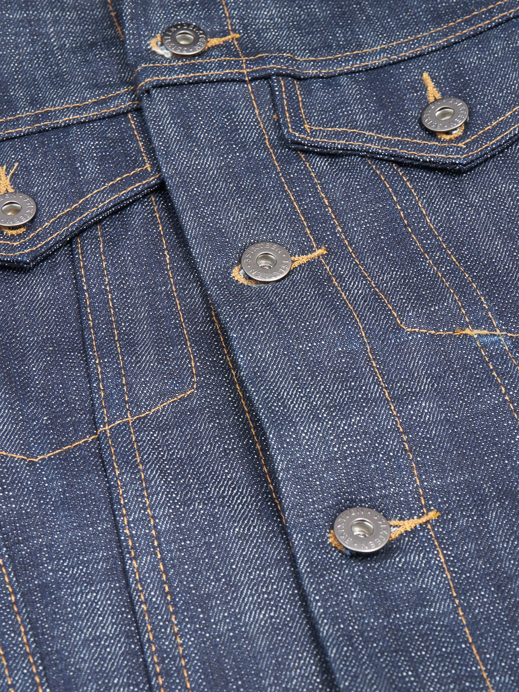 3sixteen 20th Anniversary Natural Indigo Type 3s Denim Jacket  buttons closeup
