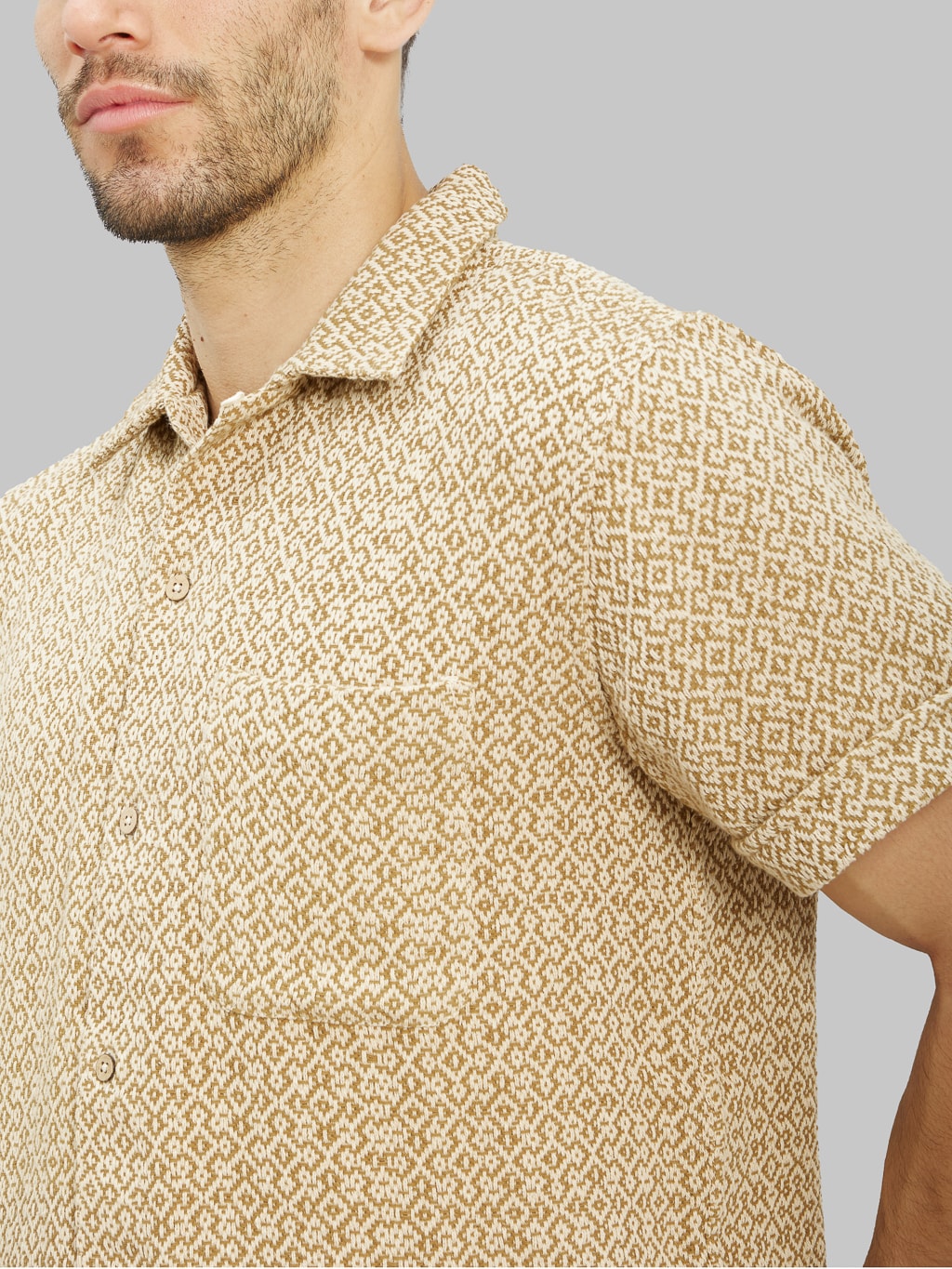 3sixteen vacation shirt nutmeg maze jacquard chest pocket