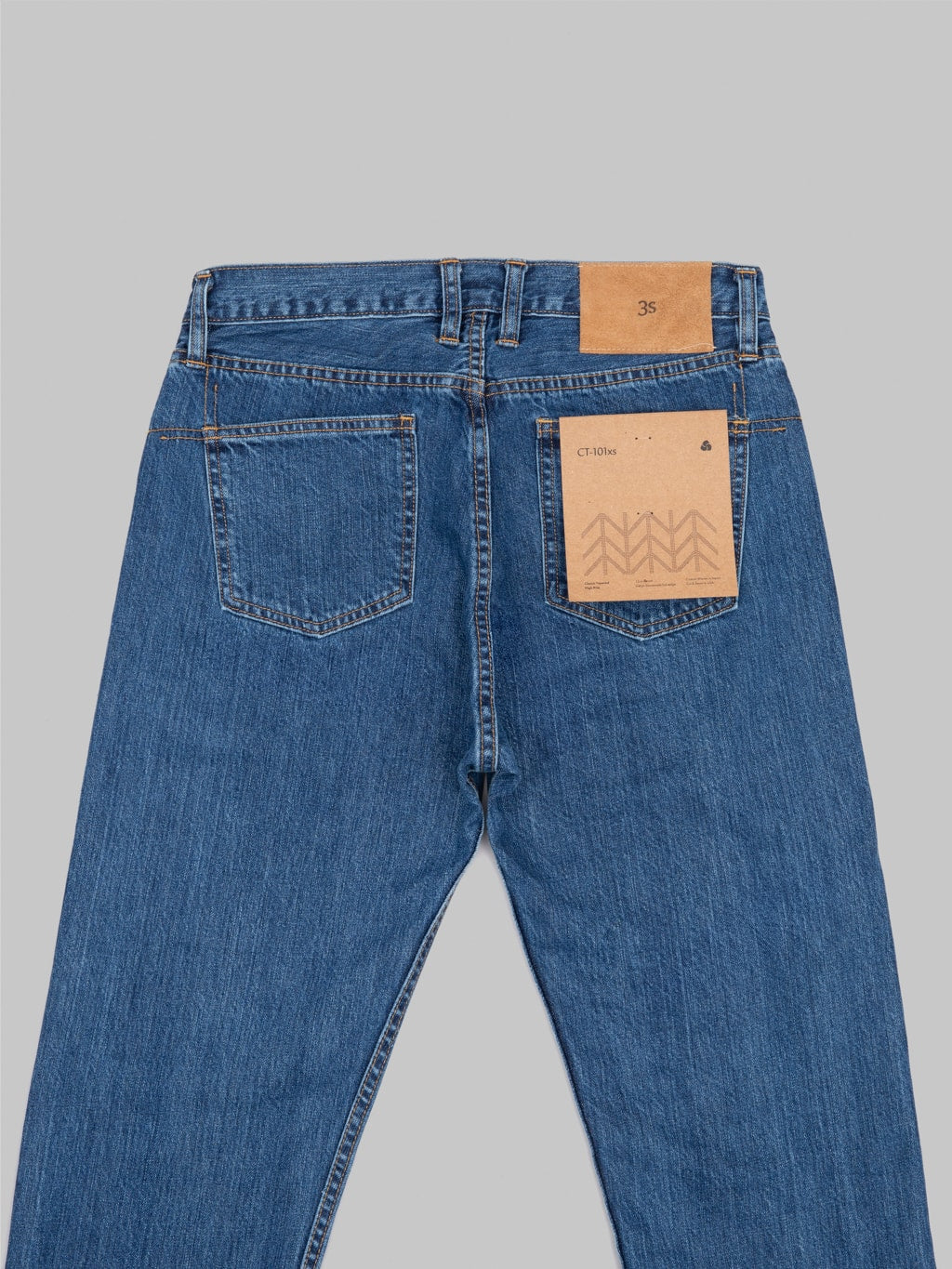 3sixteen ct 101xs stonewashed indigo selvedge classic tapered jeans back details