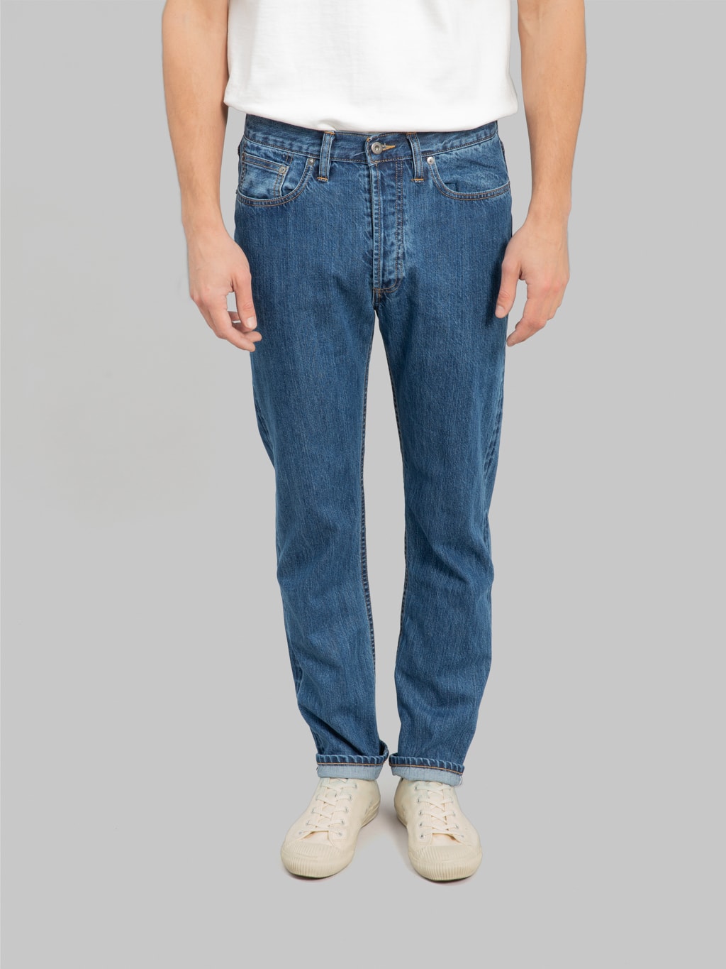 3sixteen ct 101xs stonewashed indigo selvedge classic tapered jeans front