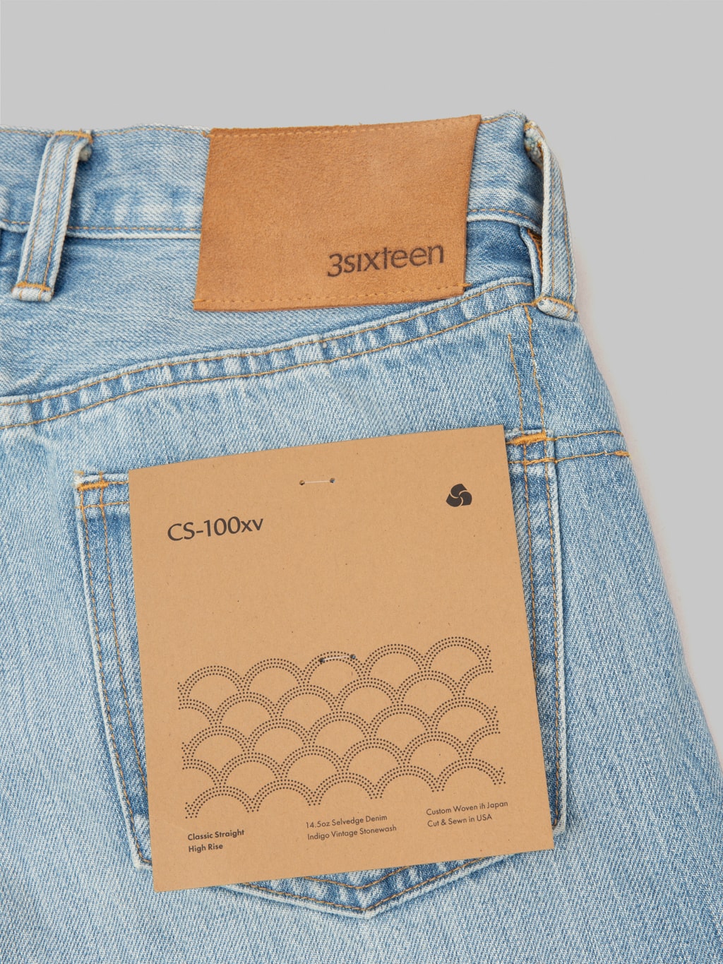 3sixteen rs 100xv indigo selvedge vintage wash relaxed straight jeans pocket flasher