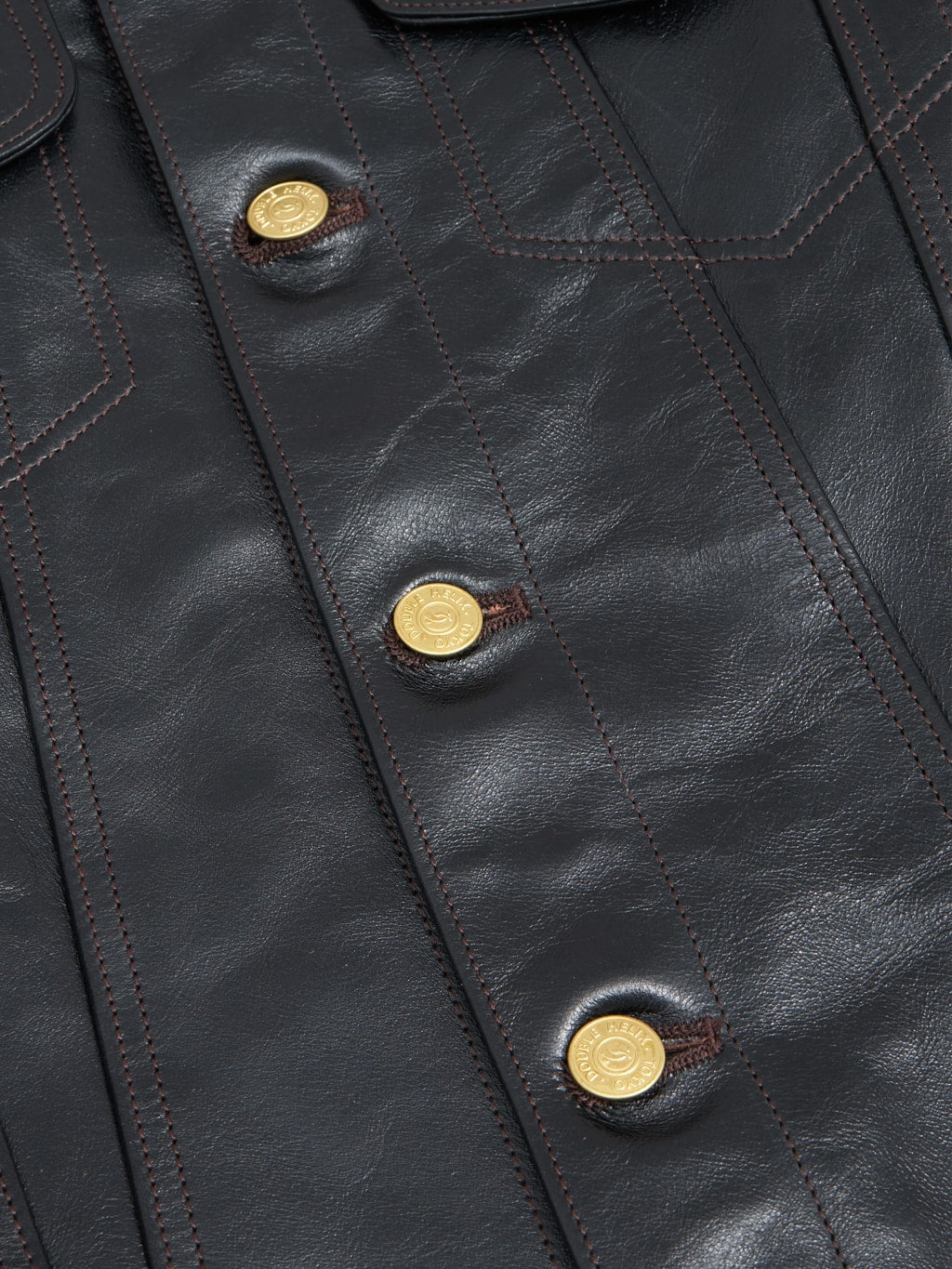 Double Helix Western Pioneer Black Tea Core Horsehide Jacket buttons