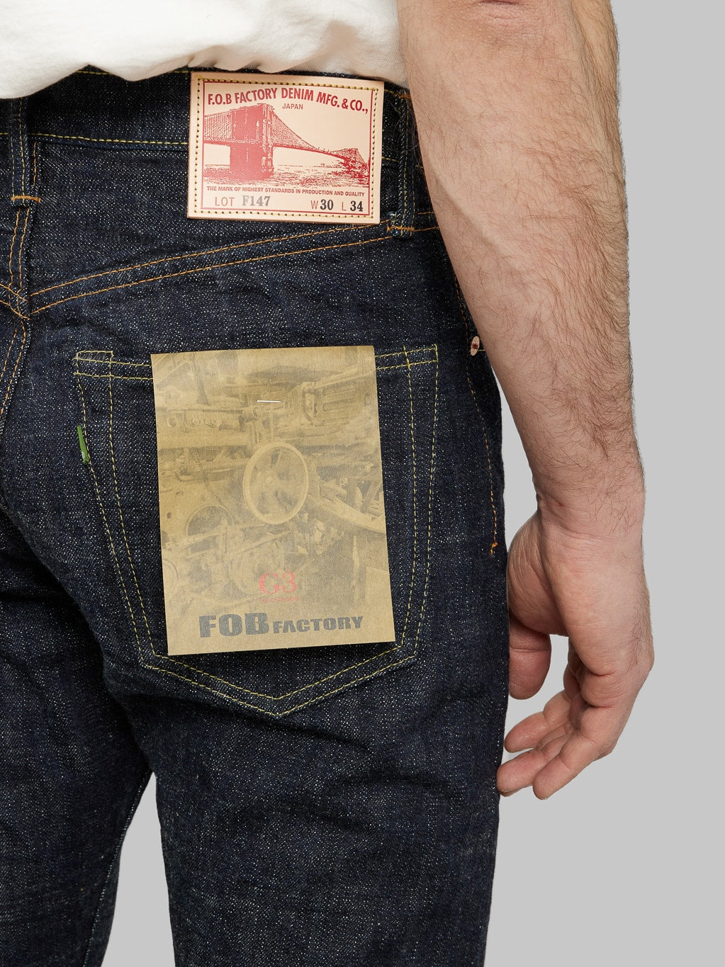 Fob factory slim straight jean back pocket flasher