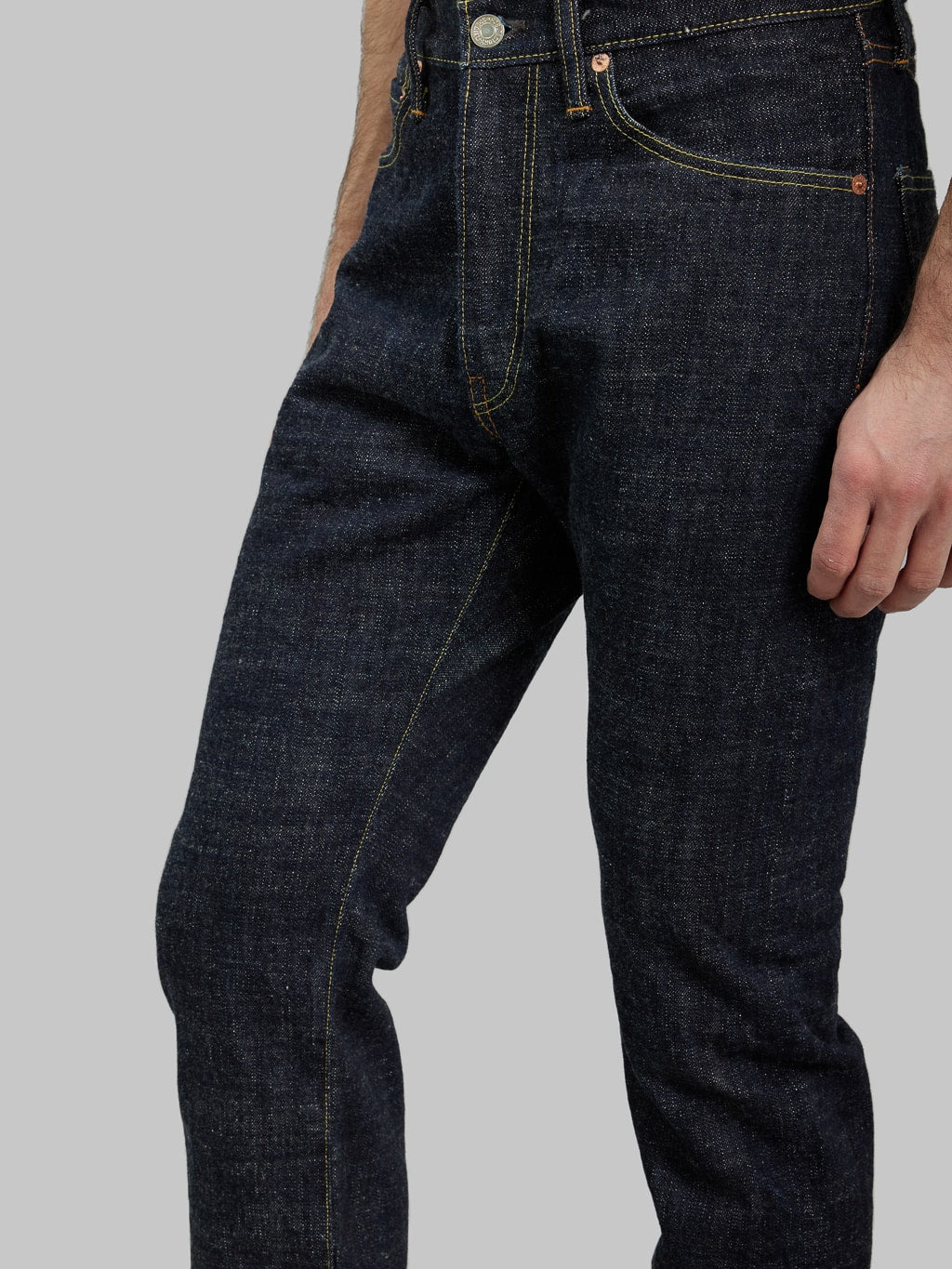 Fob factory slim straight jean inseam leg detail