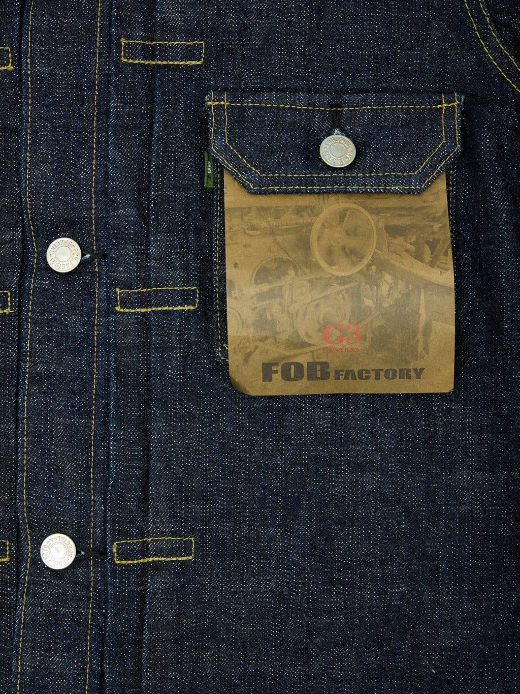 Fob factory Type III denim jacket selvedge original pocket flasher