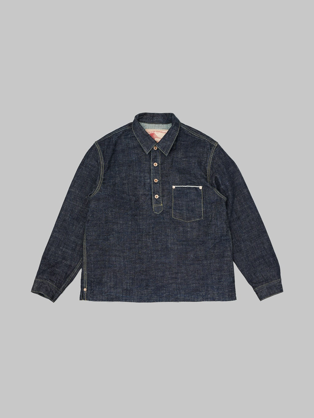 Fob factory denim pullover pocket shirt front view