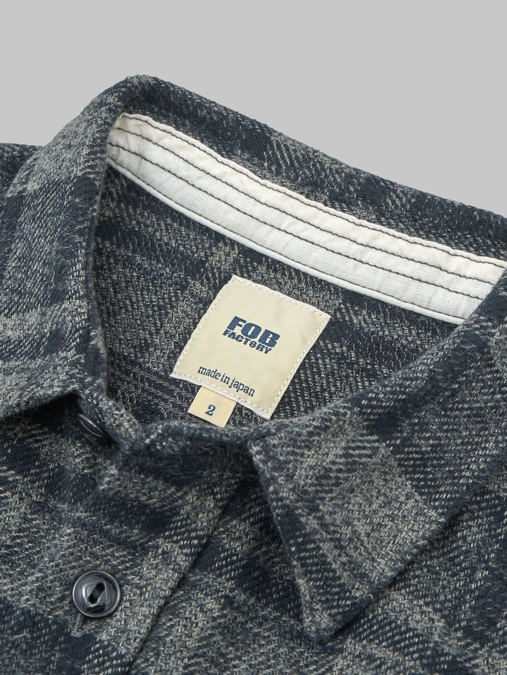 Fob Factory F3497 Nel Check Work flannel Shirt grey collar