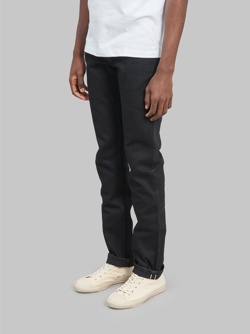 Freenote Cloth Avila 17oz Black Denim Slim Taper Jeans side fit