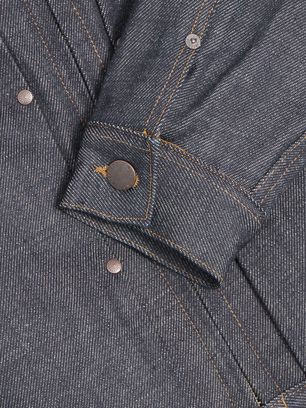 Freenote cloth denim shearling jacket cuff original details