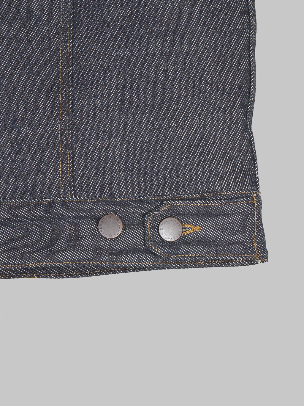 Freenote Cloth Denim Shearling Jacket waist band adjuster buttons