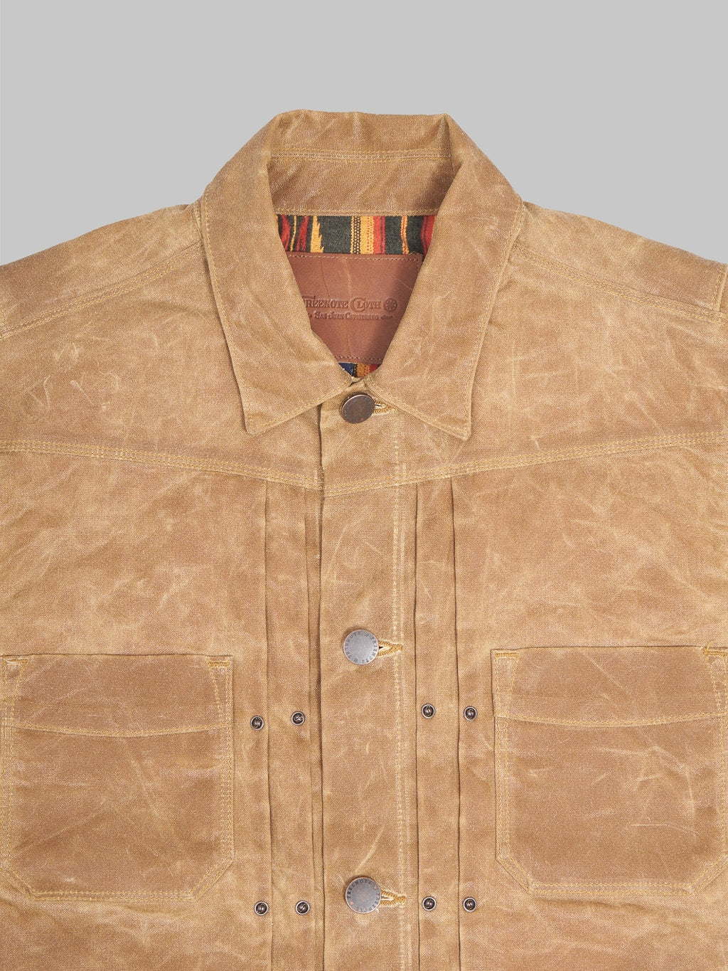 Freenote Cloth Riders Jacket Waxed Canvas Rust chest pockets