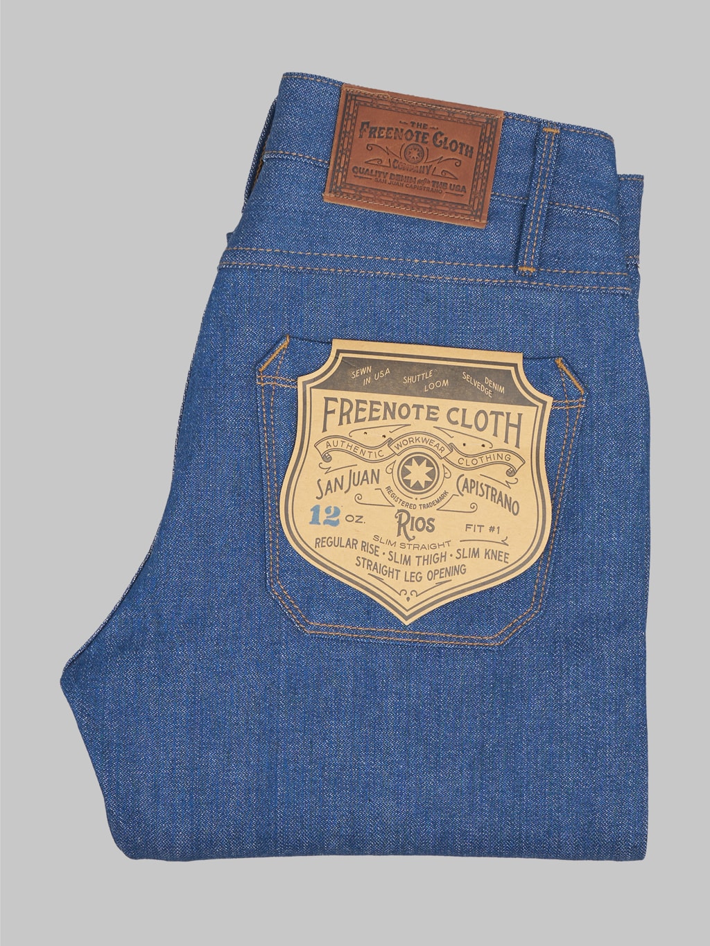 Freenote Cloth Rios 12oz Vintage Blue Denim Slim Straight selvedge Jeans