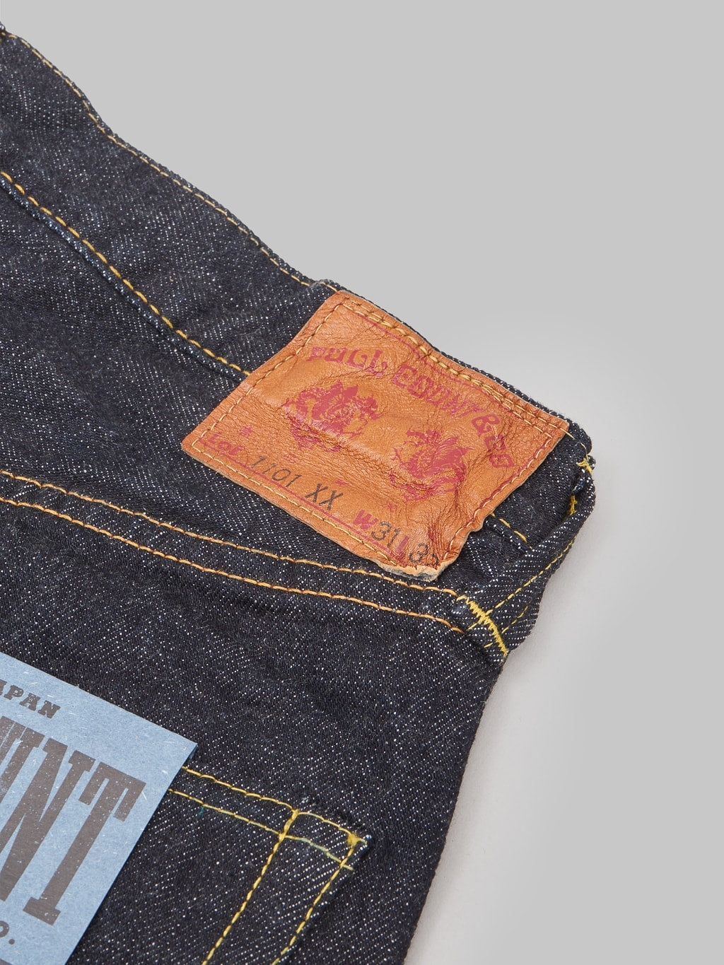 Fullcount 1101XXW regular Straight selvedge Jeans leather patch