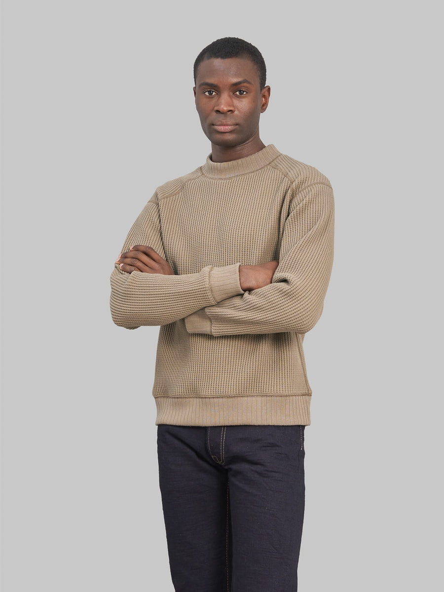 Jackman Waffle Midneck Sweater Taupe – Japanese Craftsmanship 