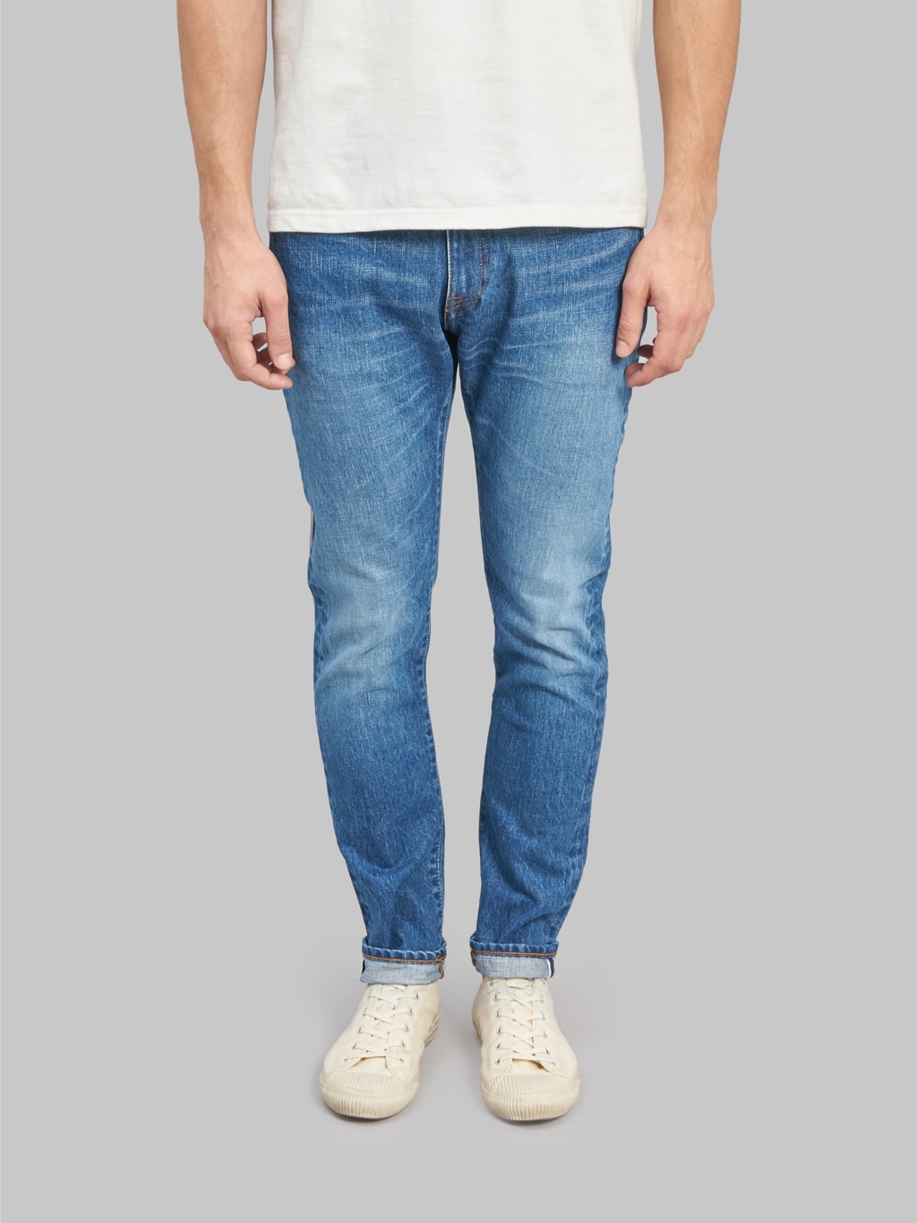 Japan Blue J201-MID 14.8oz US Cotton Circle Washed Tapered Jeans