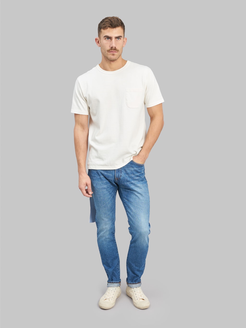 Japan Blue J201-MID 14.8oz US Cotton Circle Washed Tapered Jeans