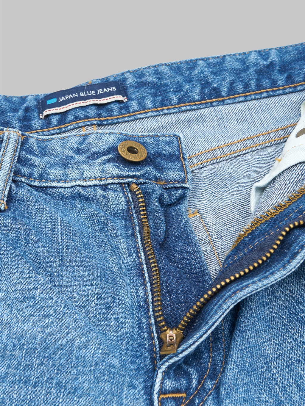 Japan Blue J304 Africa cotton Stonewashed Straight Jeans  zipper