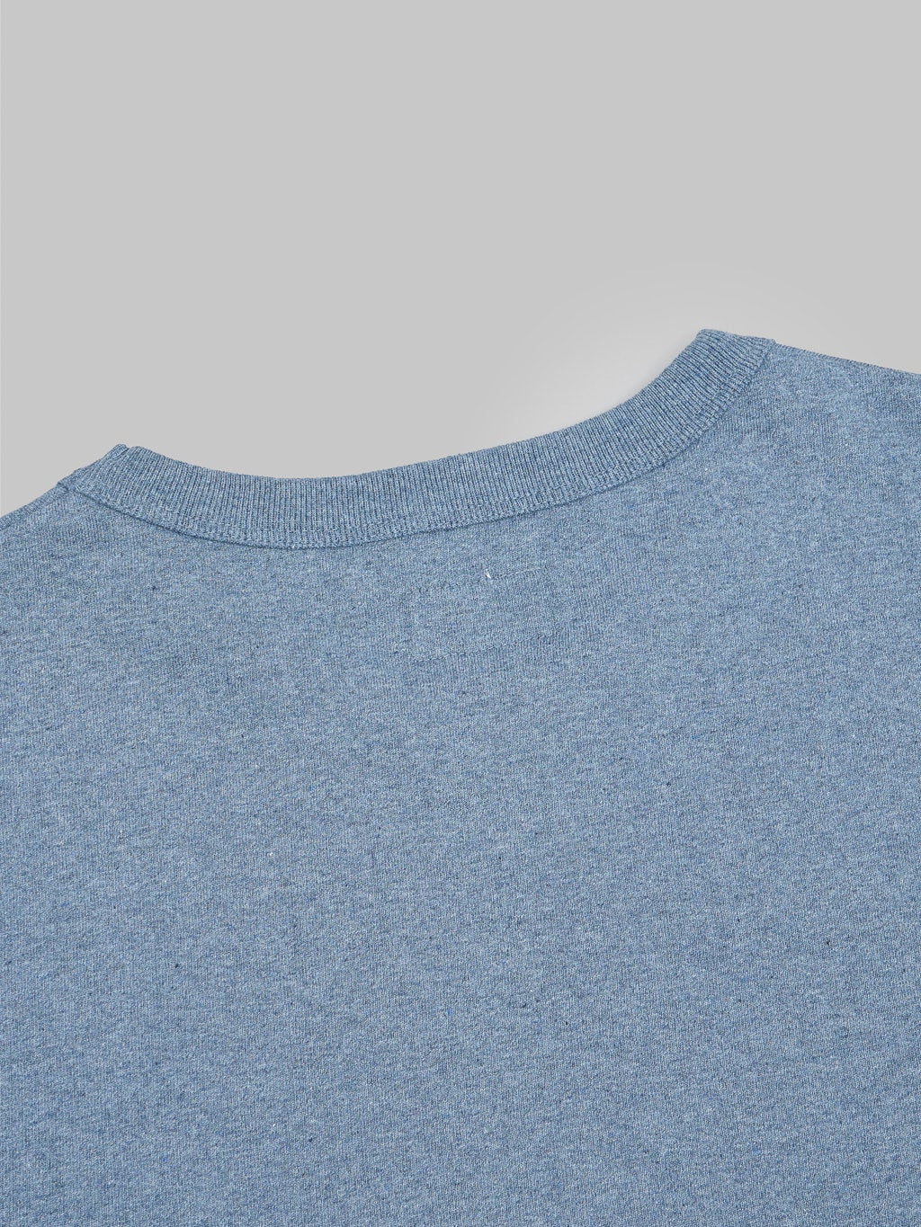Japan Blue Recycled Denim Tshirt mid Indigo back collar