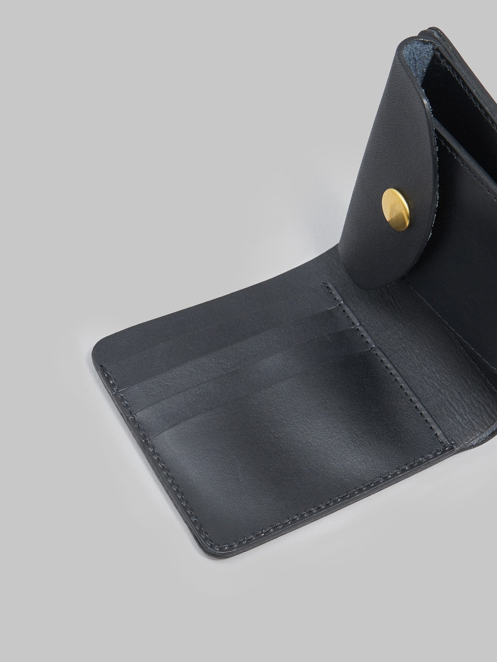 Kobashi Studio premium Leather Fold Wallet Black card slots