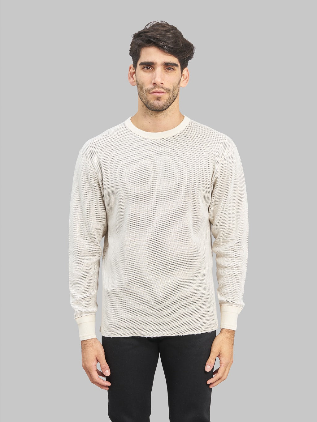 Loop & Weft Double Face Hex Honeycomb Crewneck Thermal Vintage Ivory