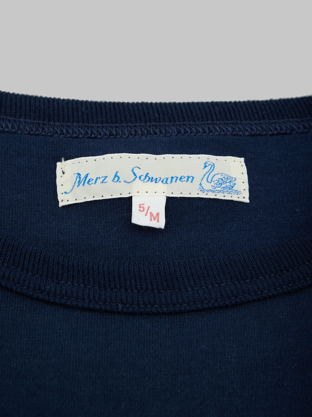 Merz b Schwanen 1950s Loopwheeled Classic Fit TShirt ink blue size label