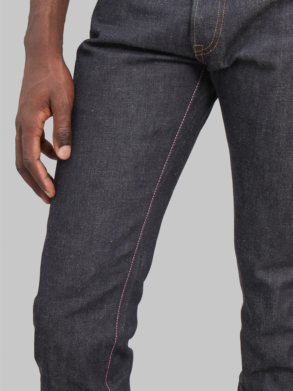Momotaro 0306 12SP Going To Battle 12oz Tight Tapered Jeans  pink inseam