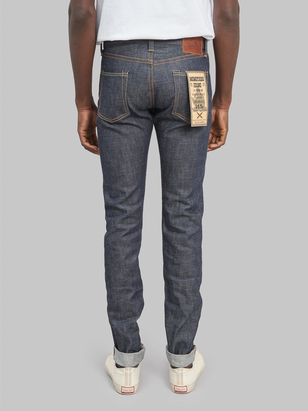 Momotaro 0306 40 Legacy Blue Tight Tapered Jeans back fit