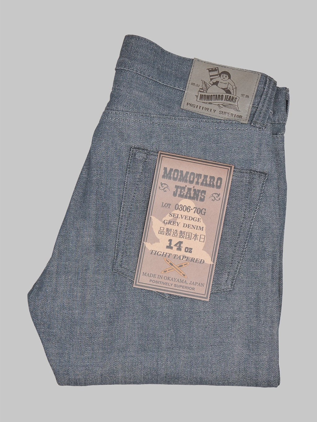 Momotaro 0306 70G 14oz Grey Denim Tight Tapered Jeans made in japan