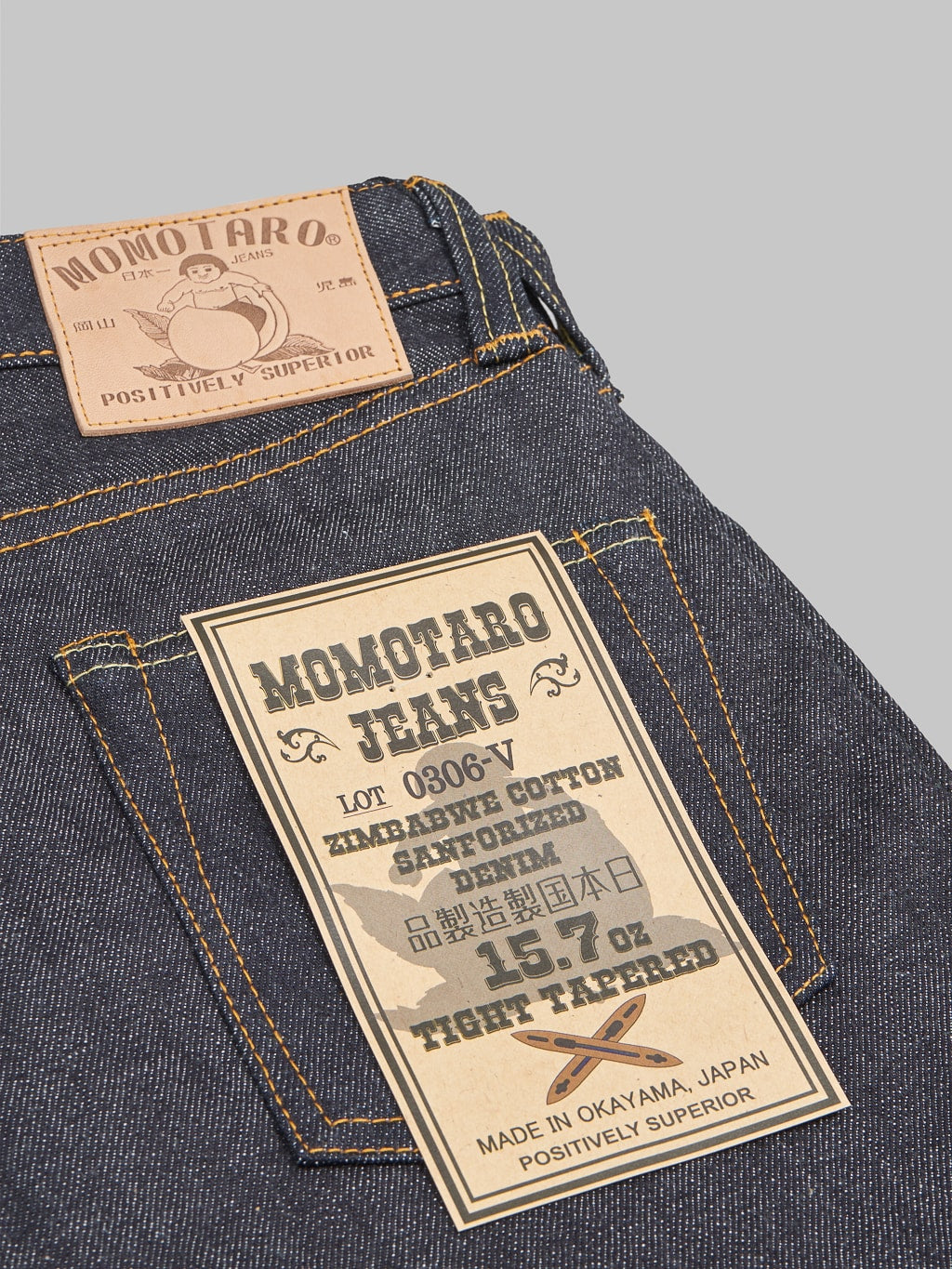Momotaro 0306 V Tight Tapered Jeans pocket flasher